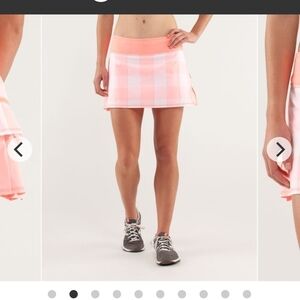 Lululemon run: Pace setter skirt I'm Gros Gingham bleached coral